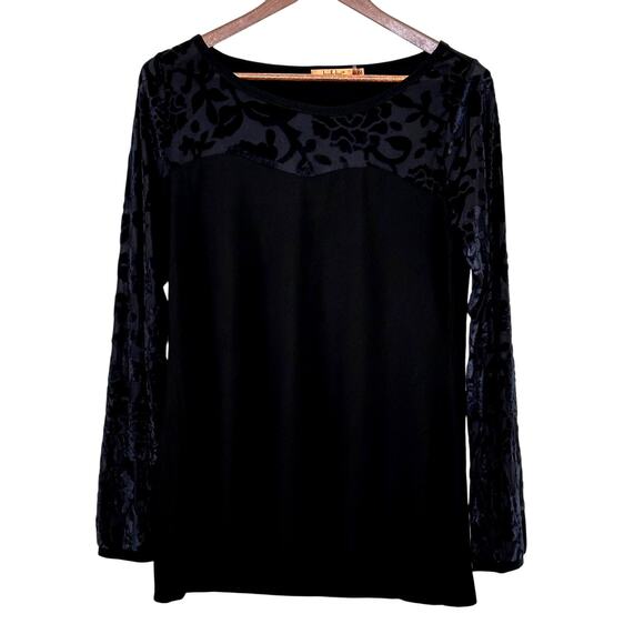 BELLDINI Black Velvet Burnout Tunic Size M Whimsygoth Witchy Twee Classic Chic - Picture 1 of 11